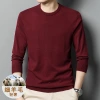 Men's solid color thin knitted sweater, 2023 Spring and Autumn new men's round-neck pullover long-sleeved base layer details Picture